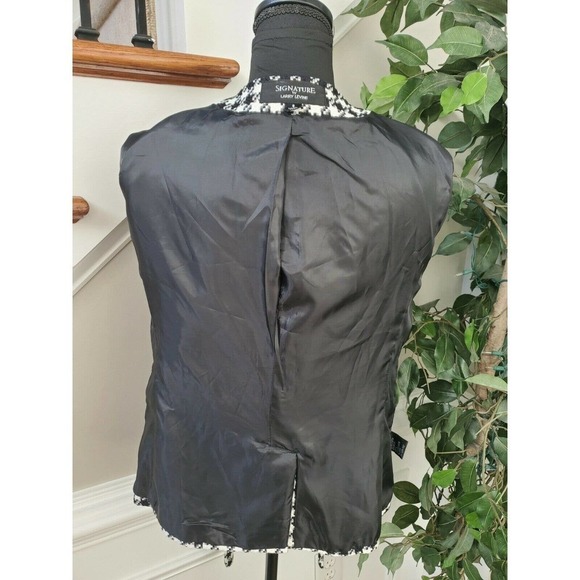 Signature By Larry levine Womens Black & White Polyester Buttons Casual Jacket - Picture 9 of 12